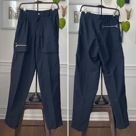 Vintage 80s 90s Gabrielle New York High Waist Taper Black Pants Zipper Details 2 - Picture 1 of 8